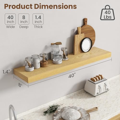 40 Inch Floating shelves for Wall, 8 Inch Deep, Invisible Brackets - Image 3