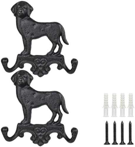 Earl Diamond Heavy Duty Cast Iron Vintage Dog Wall Hooks, Wall Mount 2 Pack by EarlDiamond