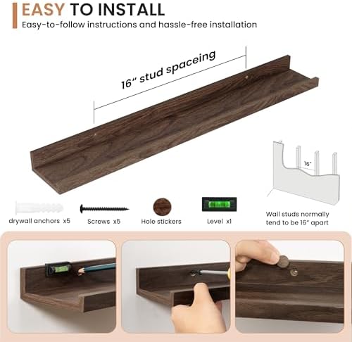 Dreamland Picture Ledge Shelf for Wall, Floating Shelves Set of 2, 32 Inch Long - Image 4