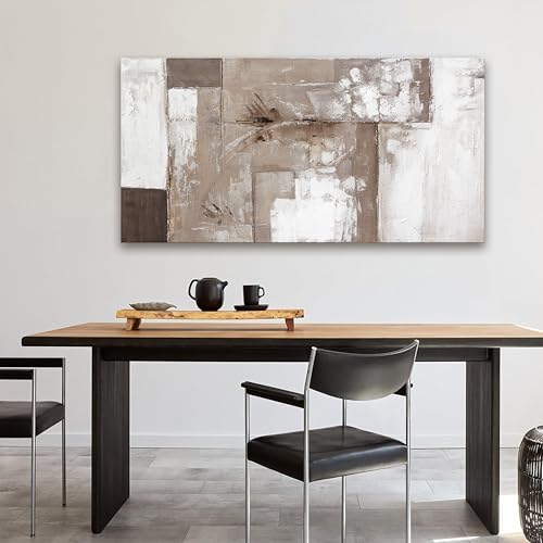 YISXINOAG Brown Grey White Abstract Wall Art Modern Fantasy Canvas 24"X48" - Image 4