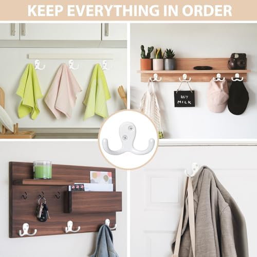 Homanu 24 Pack Coat Hooks, Heavy Duty Double Prong Coat Hooks Wall Mounted - Image 2