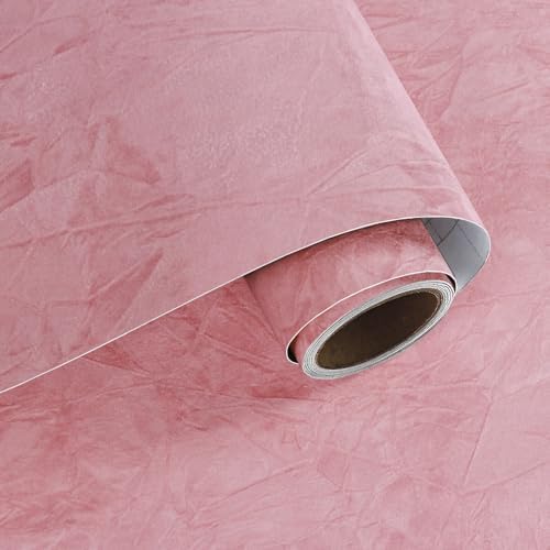 VaryPaper 15.7" x 78.7" Self Adhesive Coral Pink Velvet Flocking Liner by VaryPaper
