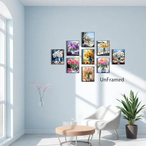 XIANGRUI Flowers Market Posters Wall Art Set of 9, Preppy Minimalist Canvas - Image 4