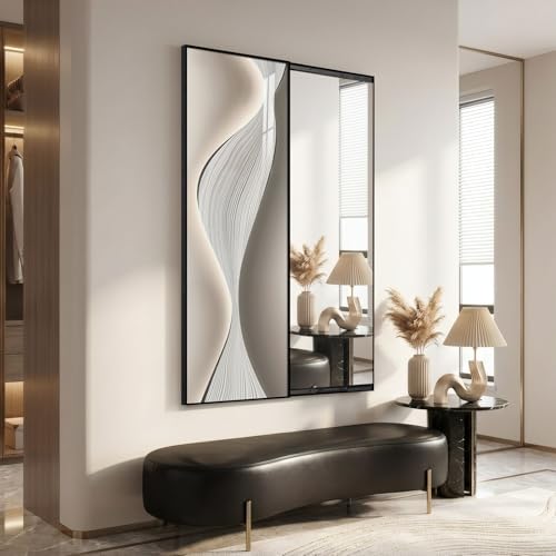 Framed Sliding Wall Mounted Full Length Mirror, Modern Full Body Mirror - Image 4