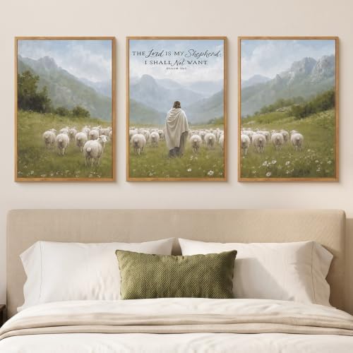 LHIUEM Large Christian Bible Verse Framed Canvas Wall Art, Jesus - Image 5