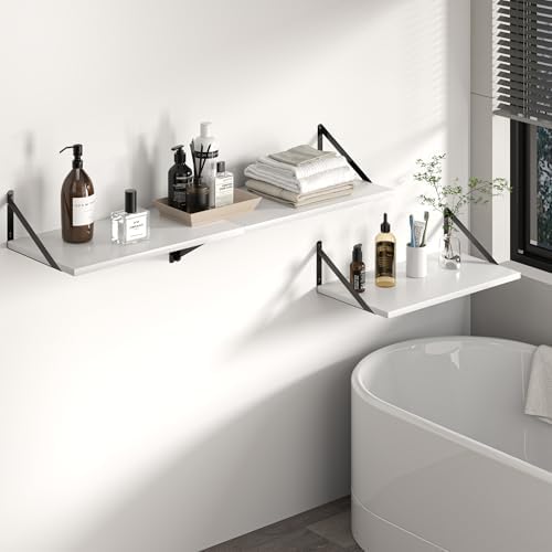 Heimlove 32W x 12D Deep Floating Shelves Set of 2 White - Image 7