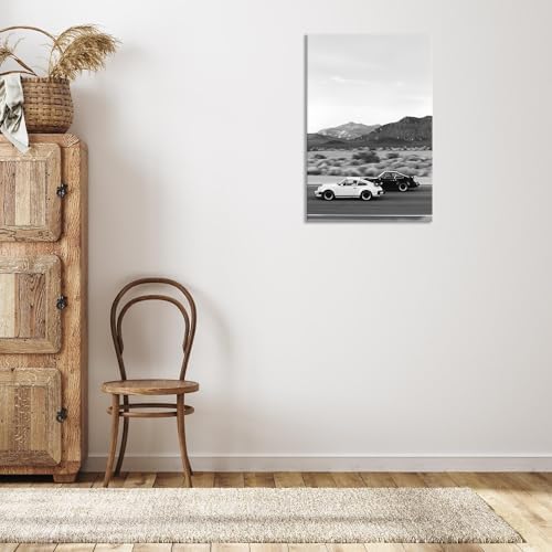 Retro Black And White Car Poster Supercar Canvas Wall Art Luxury Car Lover - Image 5
