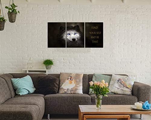 3 Panels Wolf Picture Motivational Wall Art Inspirational Canvas Painting - Image 3
