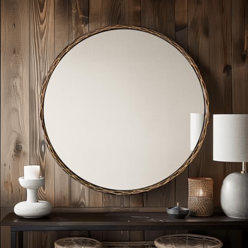 ANDY STAR Hand-Forged Round Bathroom Mirror, 24 Inch Oil Rubbed Bronze Vanity by ANDYSTAR