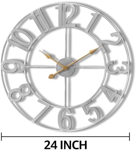 Sorbus Large Wall Clock, Metal Frame, Battery Powered - Image 2