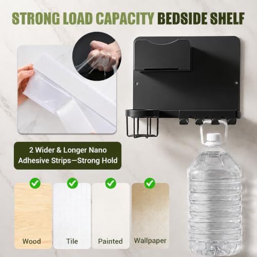 Floating Bedside Wall Shelf, Metal Wall Organizer - Image 3