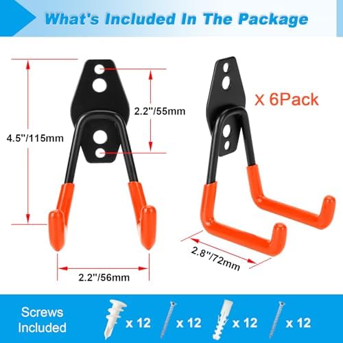6 Pack Garage Hooks Heavy Duty - Image 2