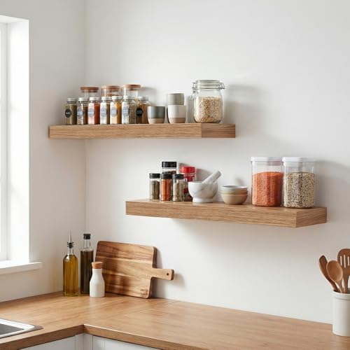 24in Beech Floating Shelves for Wall, Decor Storage - Image 6