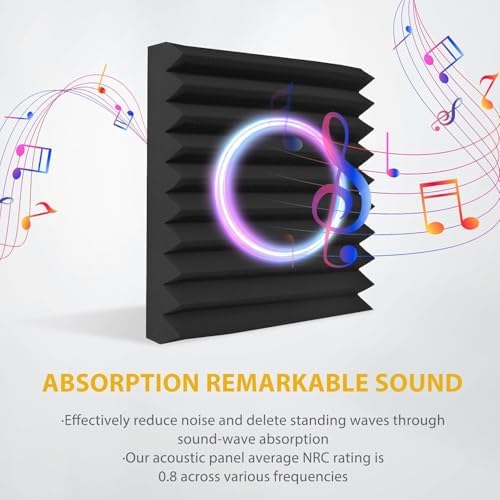 70 Pack Acoustic Foam Panels, Noise Cancelling Dampening Sound Absorbing Black - Image 3