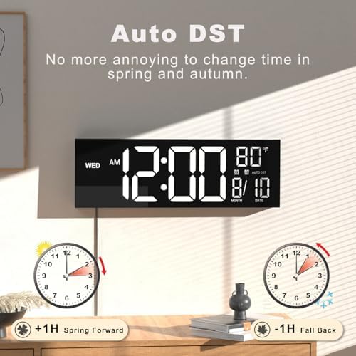JALL 13" Large Digital Wall Mount Clock - Image 5