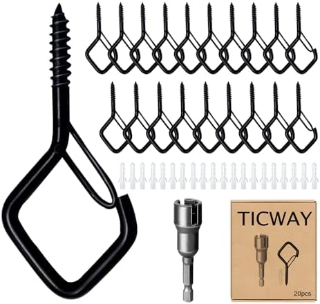 Ceiling Screw Hooks for Hanging Plants, Safety Buckle by Ticway