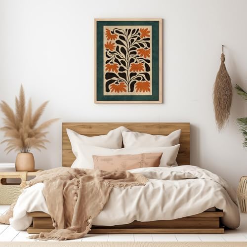 Mid Century Modern Floral Wall Art Orange Flower Poster 12x16 Inch Unframed - Image 5