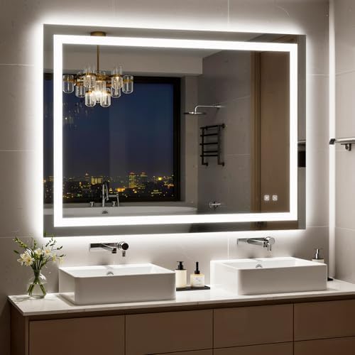 48X36 Inch Frontlit+ Backlit LED Bathroom Mirror by SHUAFA
