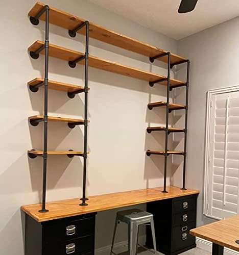 Industrial Retro Wall Mount Iron Pipe Shelf, DIY Open Bookshelf, Hung Bracket - Image 2