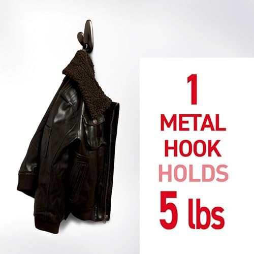 Command 5 lb Large Brushed Nickel Metal Hooks, 2 Coat Hooks and 4 Strips - Image 2