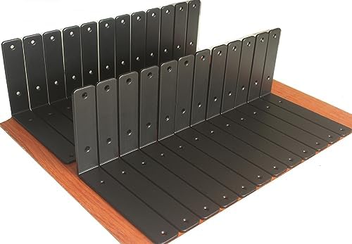 24 Pack - L 8" x H 6" x W1.5, 5mm Thick Black L Shelf Bracket, Iron Shelf by MHMYDZ