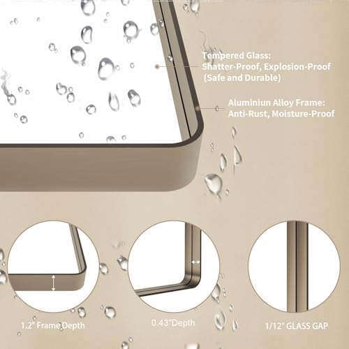 LOAAO 40"X32" Bronze Bathroom Mirror - Image 5