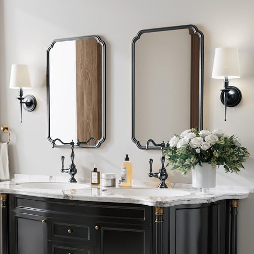 Ferytange 22x34 Inch Black Bathroom Mirror, Metal Framed Wall Mirror - Image 3