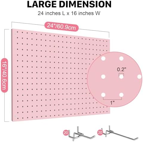 Peg Board, 4 Pack Metal Pegboard Panels Pink Pegboards Wall Organizer - Image 2