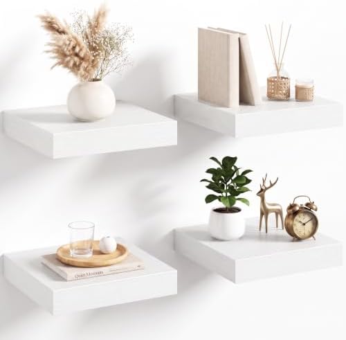 Acovy 8in Square Floating Shelves 4 PCs, Wall Mounted Display Shelf by Acovy