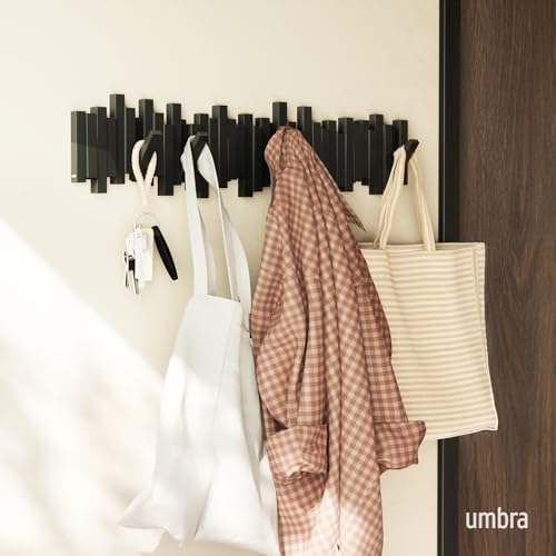 Umbra Sticks Wall Coat Rack, Wall Mount 8 Retractable Hooks - Image 2