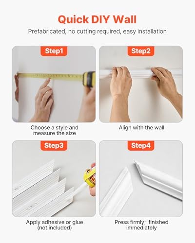 VEVOR Wall Molding 3 Pack, Wainscoting Panels Kit, Lightweight Paintable - Image 6