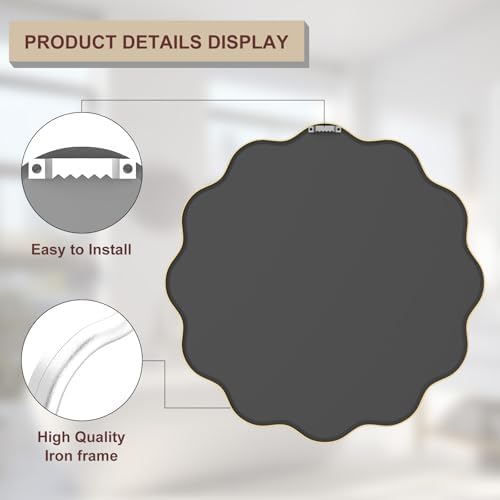 PROHOMEWARE White Round Mirror 24 Inch Wavy Bathroom Vanity Mirror White Frame - Image 4