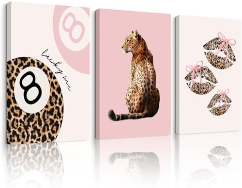 Pink Cheetah Wall Art Decor Leopard Preppy Trendy Canvas Poster Fashion by Unknown