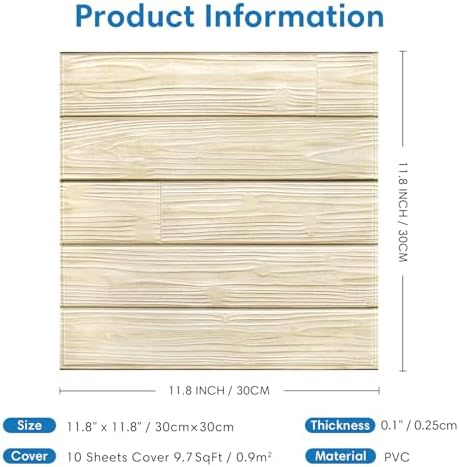 COMSTICKC 3D Faux Wood Wall Sticker Shiplap Peel and Stick, Not Real Wood - Image 4