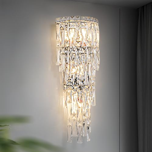 Wall Sconces, Modern Crystal Wall light Fixtures Indoor Luxury Chrome Wall Lamp - Image 3