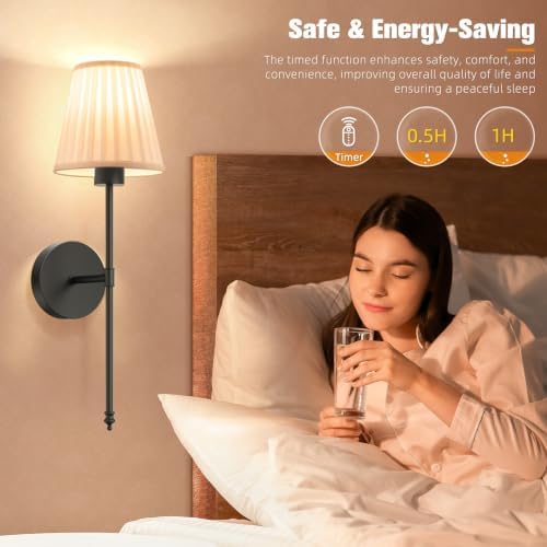 NIORSUN 19.9 inch Battery Operated Wall Sconce Set of 2, 9 Colors Wireless Wall - Image 6