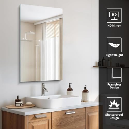 CILIBER Frameless Mirror, 20x36 Rectangle Bathroom Vanity Mirror - Image 6