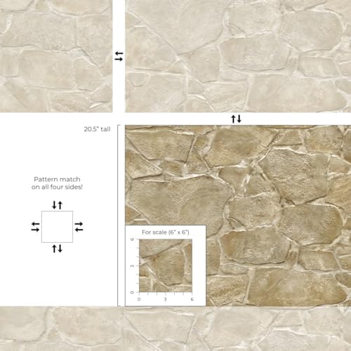 NextWall Harry & Grace Faux Fieldstone Vinyl Peel and Stick Natural Wall - Image 6