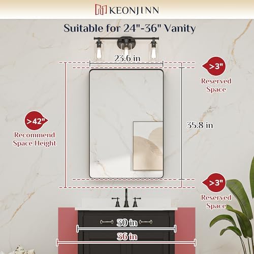 Keonjinn 24 x 36 Inch Brushed Nickel Bathroom Mirrors - Image 6