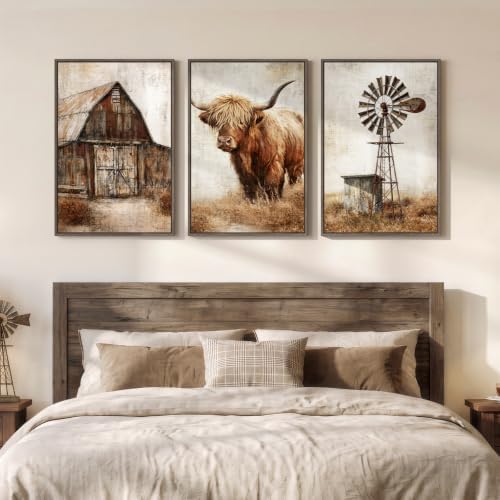 Framed Farmhouse Highland Cow Wall Art - Image 2
