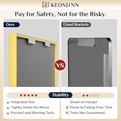 Keonjinn 48x24 Inch Gold Bathroom Mirror - Image 4