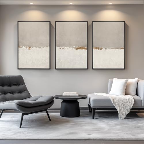 Large Framed Modern Taupe Abstract Wall Art - Image 4