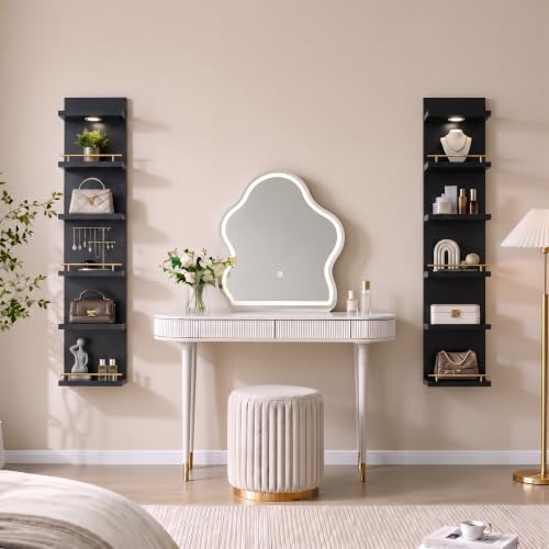 REIBII 6 Tier Wall Shelf Unit, LED Light - Image 2