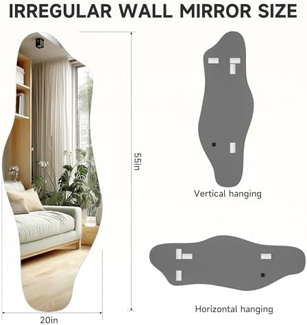 Hasipu 55"x20" Irregular Wall Mirror Frameless Asymmetrical Mirror - Image 2