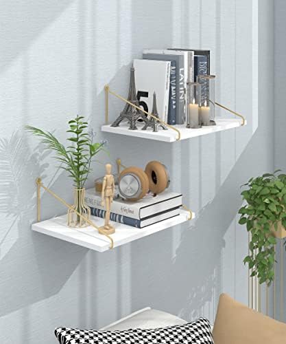 Afuly Floating Shelves for Wall, 12 Inch Deep Gold White Shelf - Image 2