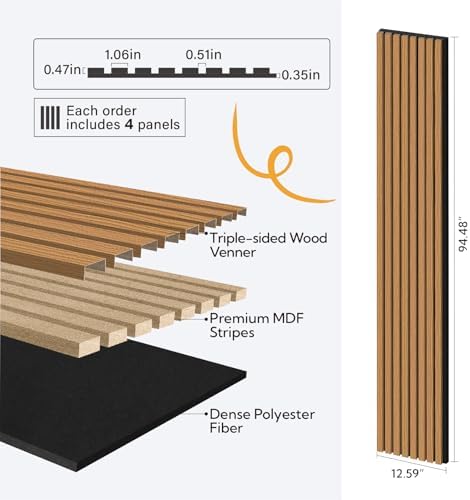 Olanglab Wood Panels for Wall 4Pack 94.5"x12.6" Cherry Toned - Image 4