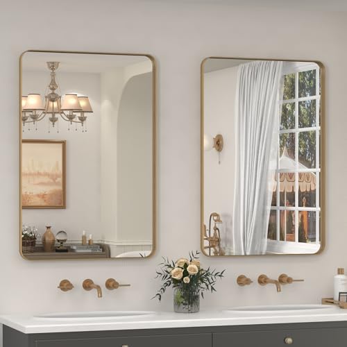 2 Pack of 24x36 Inch Gold Bathroom Vanity Mirror by CHARMOR