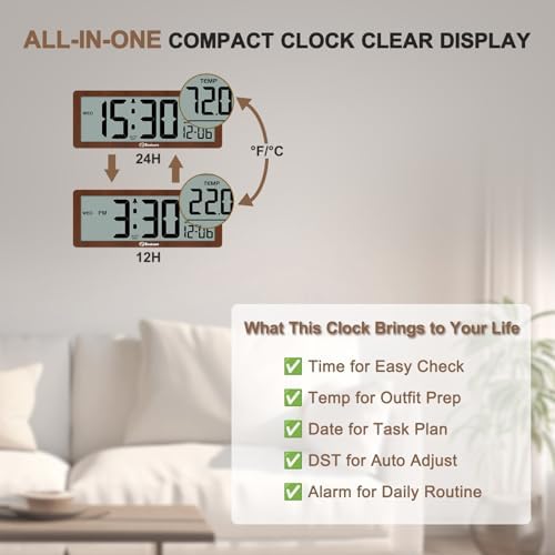 Soobest 8.5 Inch Digital Wall Clock Battery Operated, Compact Display - Image 5