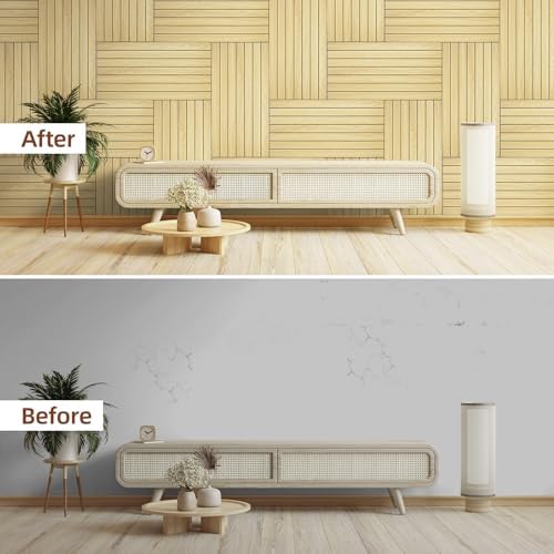 WADILE Peel and Stick Wood Slat Wall Panels 12x24in PVC 10 Pack - Image 3
