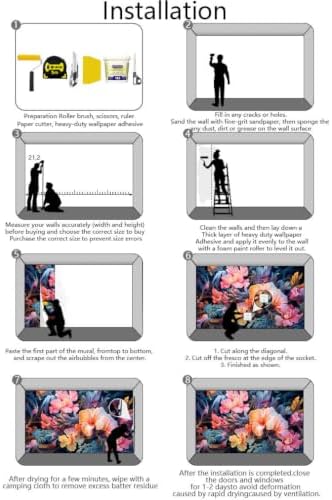 Toolhom Hand-Painted Pink Botanical Floral wall Mural - Image 6